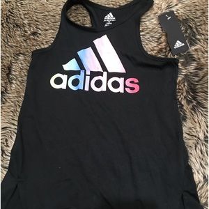 NEW❤️Adidas 🌈Rainbow Ombré Logo Racerback Tank Black *Size M 10/12*